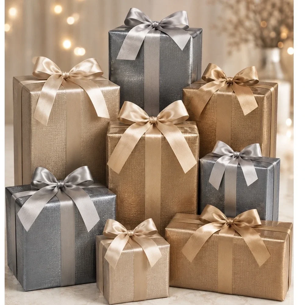 Atelier Luxury Gift Wrap Set of 3 Metallic Textured Paper Rolls 75 SqFt 109-00